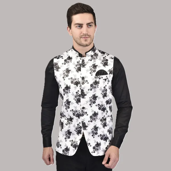 Men's_White_Floral_Printed_Nehru_Jacket_With_Black_Collar