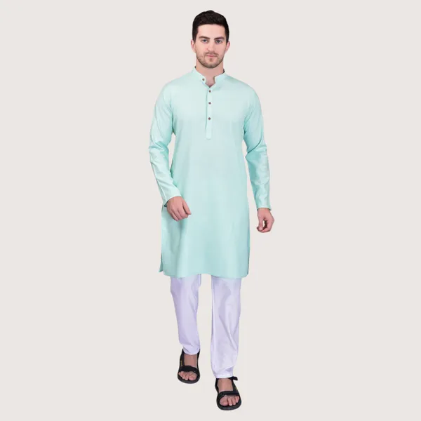 Men's_Light_Green_Cotton_Kurta_Pajama_Set
