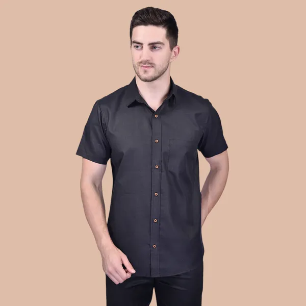 Men's_Black_Short_Sleeve_Formal_Shirt