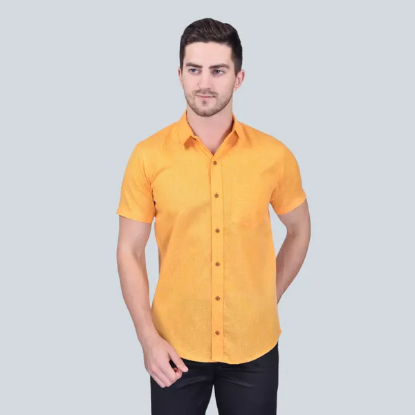 Men's_Casual_Short_Sleeve_Shirt_-_Yellow