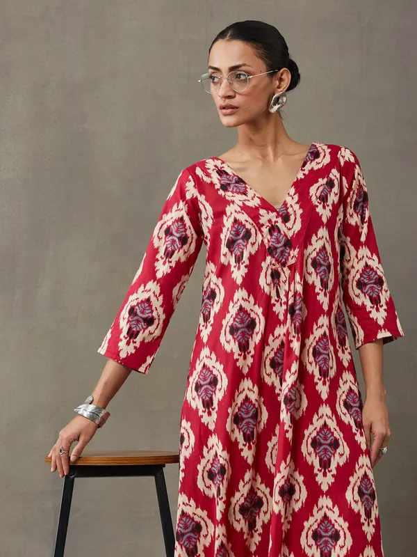Red_Pure_Cotton_Kurta_Set_For_Women