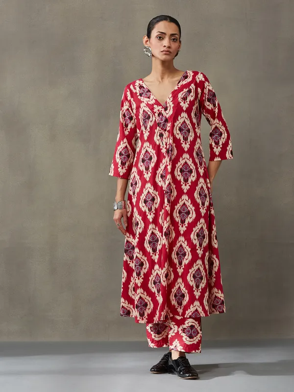 Red_Pure_Cotton_Kurta_Set_For_Women