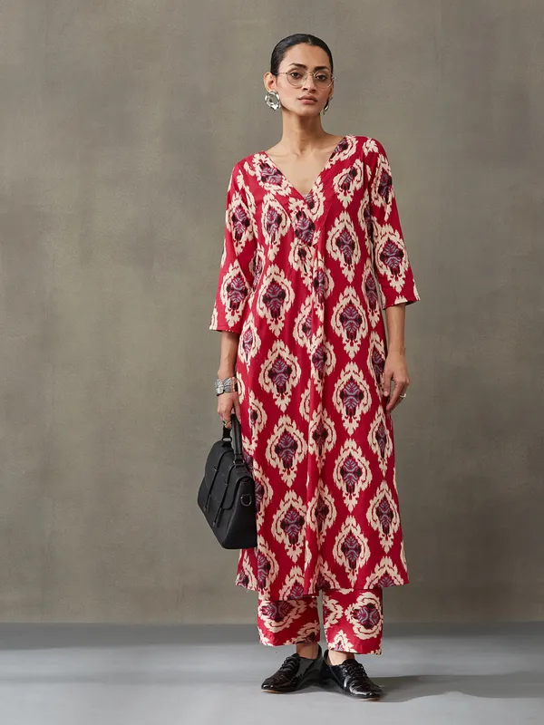 Red_Pure_Cotton_Kurta_Set_For_Women