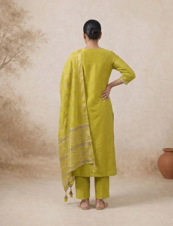 Parrot_Green_Silk_Blend_Kurta,_Pant_And_Dupatta_Set_For_Women