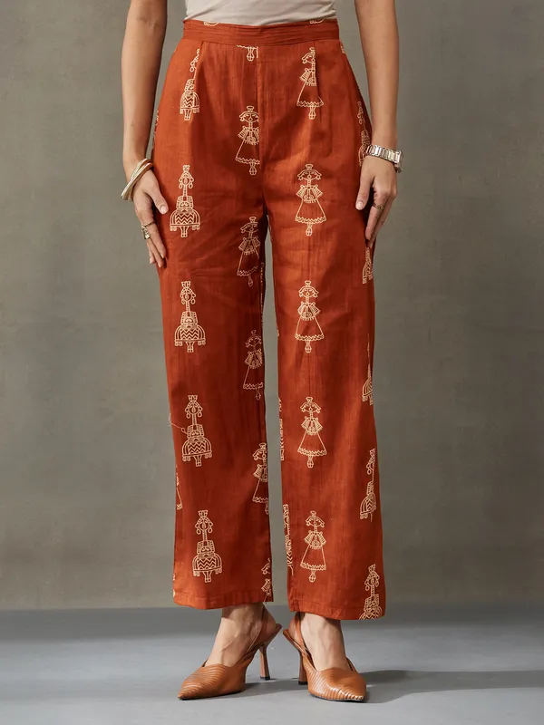 Rust_Orange_Pure_Cotton_Kurta_Set_For_Women