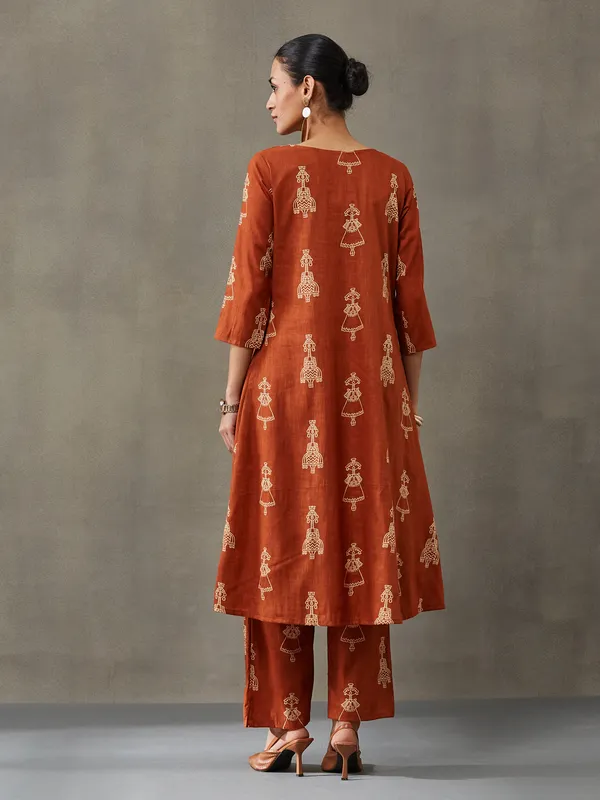 Rust_Orange_Pure_Cotton_Kurta_Set_For_Women
