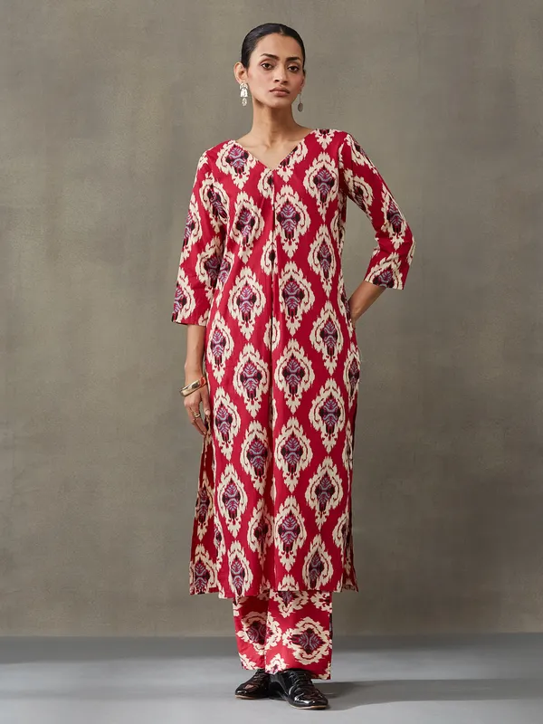 Red_Pure_Cotton_Kurta_Set_For_Women