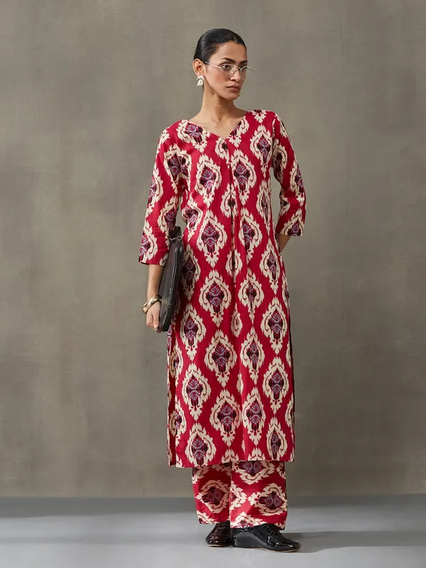 Red_Pure_Cotton_Kurta_Set_For_Women