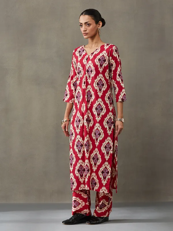Red_Pure_Cotton_Kurta_Set_For_Women