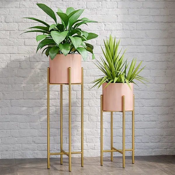 Light_Pink_And_Gold_Metal_Plant_Stand_For_Home_Decor_Set_Of_2