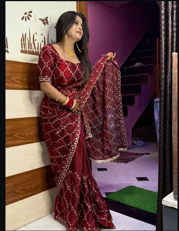 Maroon_Malai_Fandy_Saree_With_Blouse_For_Women