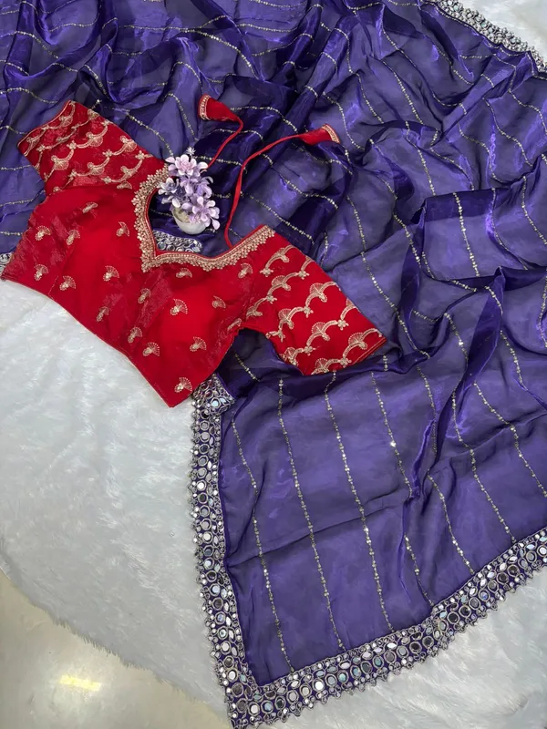 TRENDY_HAVEY_WORK_SAREE_ORIGNAL_MIRROR_WORK_SAREE_WITH_CONTRAST_STICH_BLOUSE