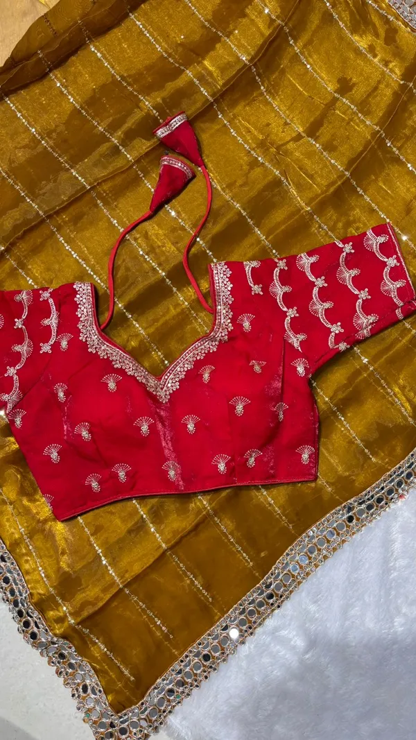 TRENDY_HAVEY_WORK_SAREE_ORIGNAL_MIRROR_WORK_SAREE_WITH_CONTRAST_STICH_BLOUSE