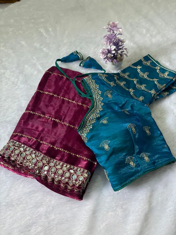 TRENDY_HAVEY_WORK_SAREE_ORIGNAL_MIRROR_WORK_SAREE_WITH_CONTRAST_STICH_BLOUSE