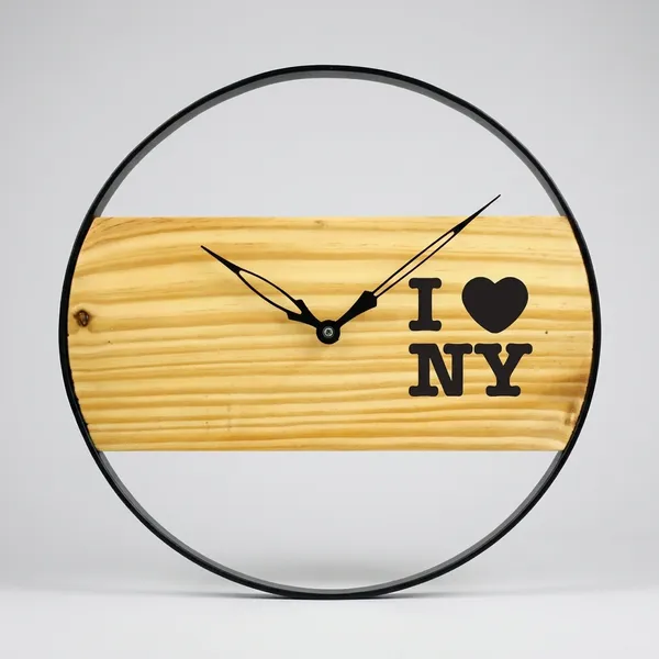 I_Love_Ny_Wooden_Wall_Clock_-_Round_Design_With_Black_Frame