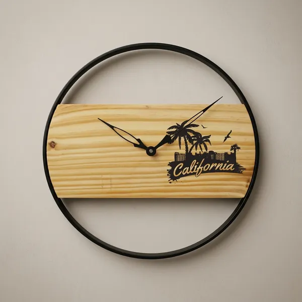 California_Wooden_Wall_Clock_With_Palm_Tree_Design
