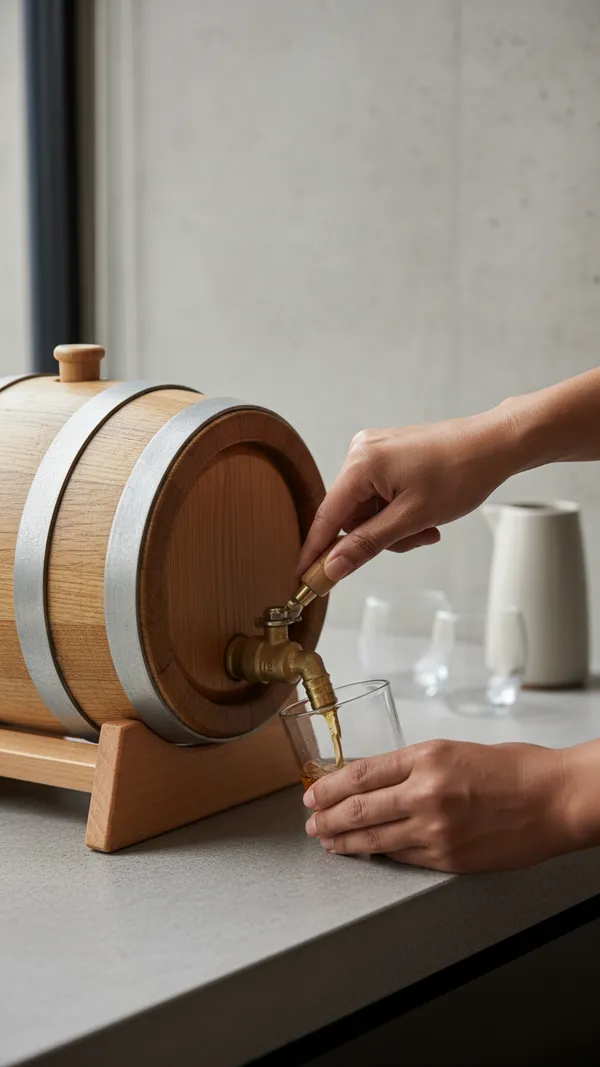 Wooden_Wine/Whiskey_Barrel_With_Brass_Tap_And_Stand_-_Decorative_Oak_Barrel_Dispenser