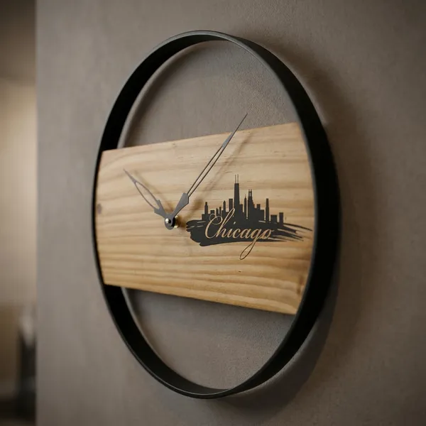 Chicago_Skyline_Wooden_Wall_Clock_-_Round_Minimalist_Design