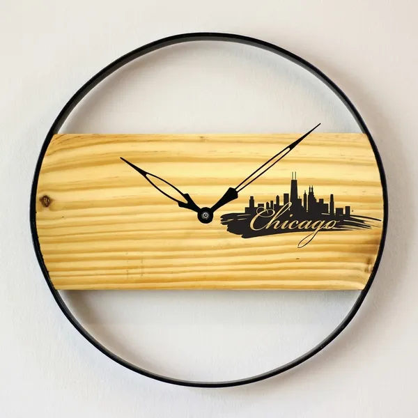 Chicago_Skyline_Wooden_Wall_Clock_-_Round_Minimalist_Design