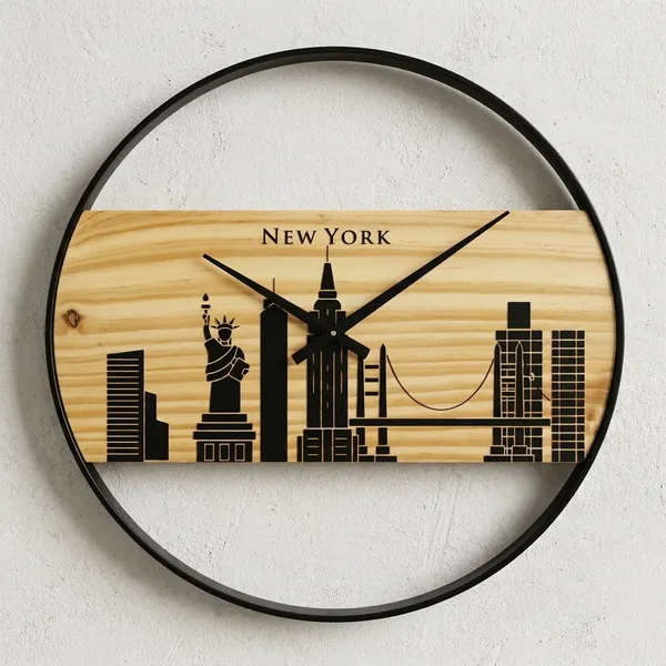 New_York_Skyline_Wall_Clock_-_Modern_Wooden_Design