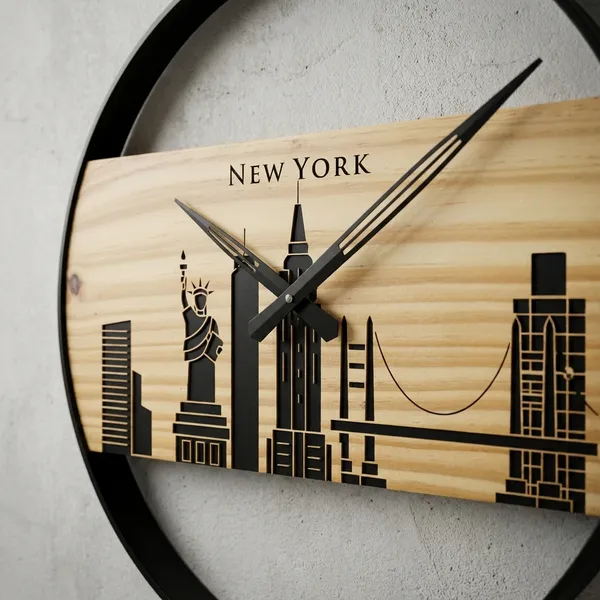 New_York_Skyline_Wall_Clock_-_Modern_Wooden_Design