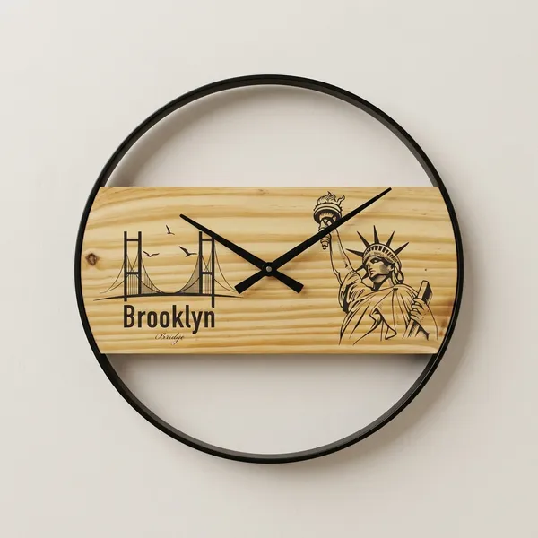 Brooklyn_New_York_Wooden_Wall_Clock_With_Statue_Of_Liberty_And_Brooklyn_Bridge_Design