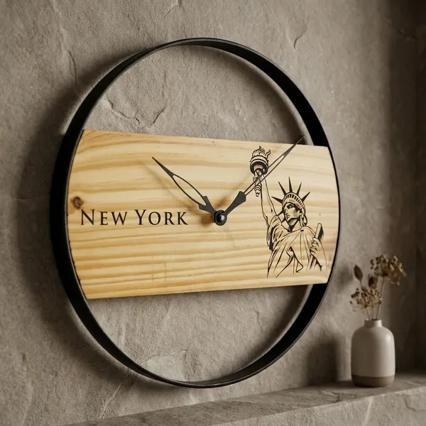 New_York_Statue_Of_Liberty_Wooden_Wall_Clock_-_Modern_Minimalist_Home_Decor_Timepiece