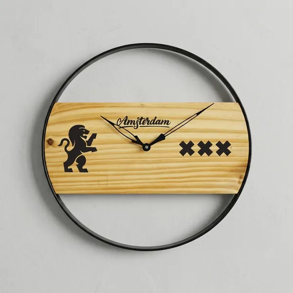 Amsterdam_City_Flag_Wooden_Wall_Clock