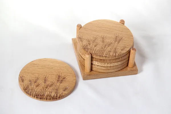 Wooden_Coaster_Set_With_Wheat_Engraving_And_Holder_Stand_(Set_Of_6)