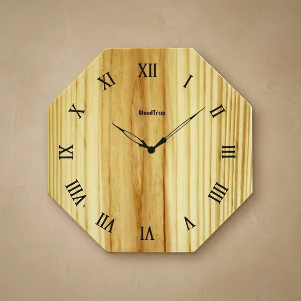 Wooden_Octagonal_Wall_Clock_With_Roman_Numerals