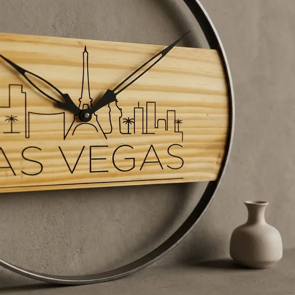 Las_Vegas_Skyline_Wooden_Wall_Clock