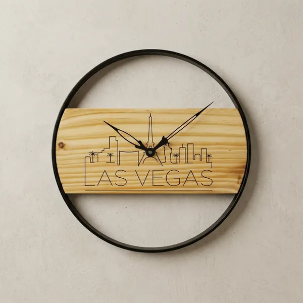 Las_Vegas_Skyline_Wooden_Wall_Clock