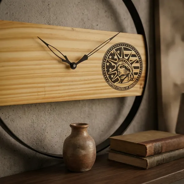 Wooden_Wall_Clock_With_Statue_Of_Liberty_Design