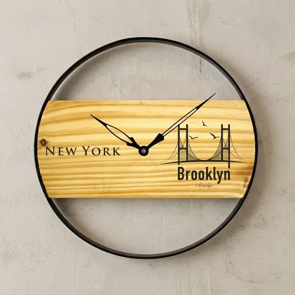 New_York_Brooklyn_Bridge_Wooden_Wall_Clock