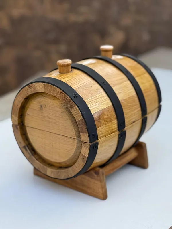 Wooden_Barrel_Shaped_Storage_Box_With_Black_Metal_Bands