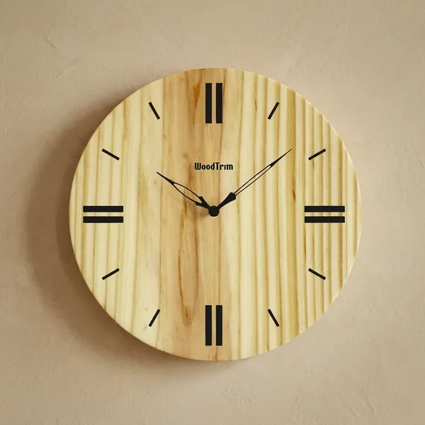 Wooden_Wall_Clock_With_Vertical_Groove_Pattern