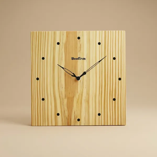 Wooden_Square_Wall_Clock_With_Vertical_Grain_Pattern