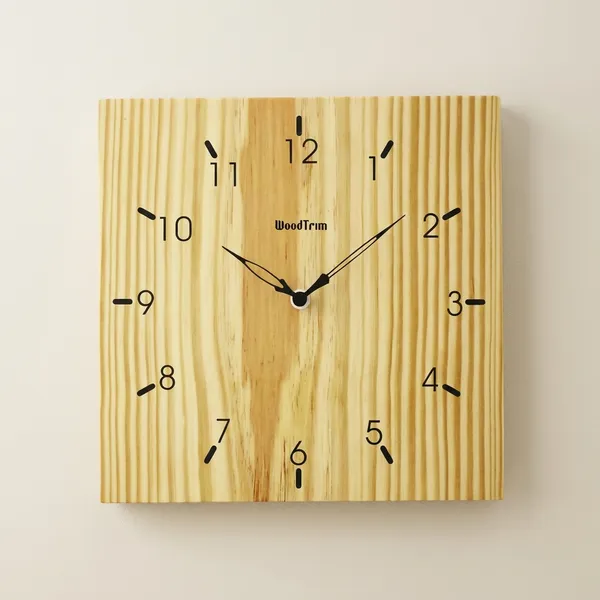 Wooden_Wall_Clock_-_Square_Design_With_Natural_Wood_Grain_Finish