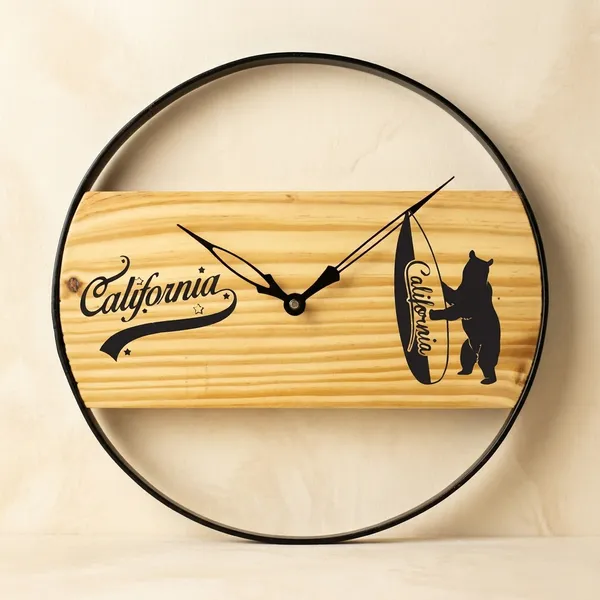 California_Bear_Wooden_Wall_Clock