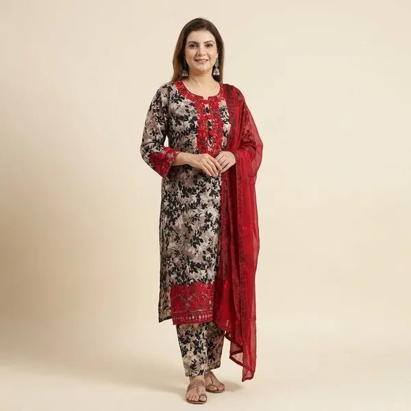 Embroidered_Herringbone_Unstitched_3Pc_Suit
