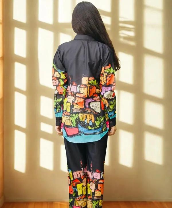 Womens_Colorful_Cityscape_Print_Co_Ord_Set_Shirt_And_Pants