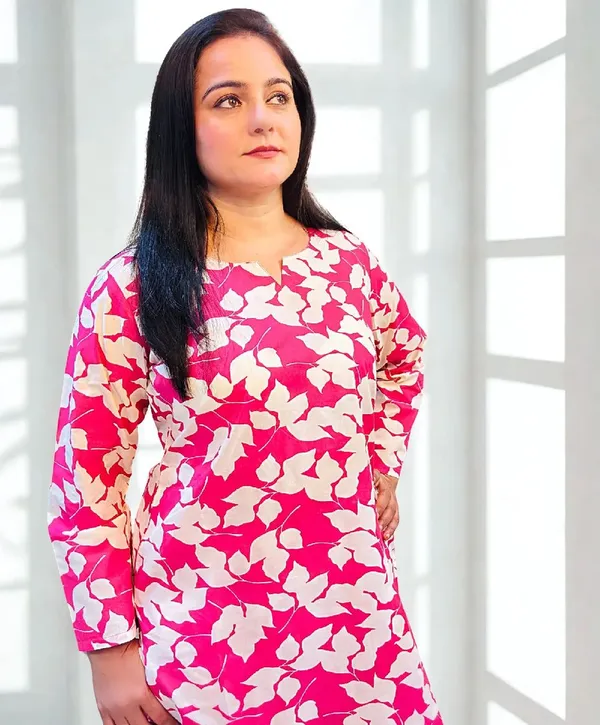Womens_Pink_Floral_Print_Dress_Long_Sleeve_And_Short_Sleeve_Variants