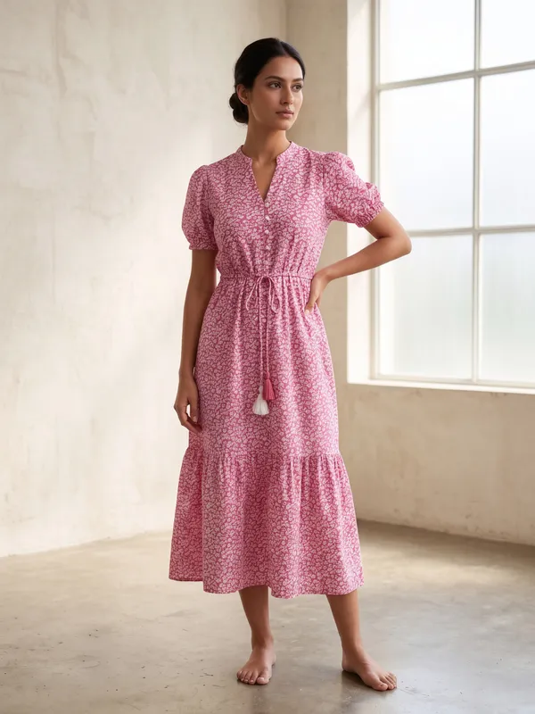 Pink_Floral__Cotton_Long_Dress