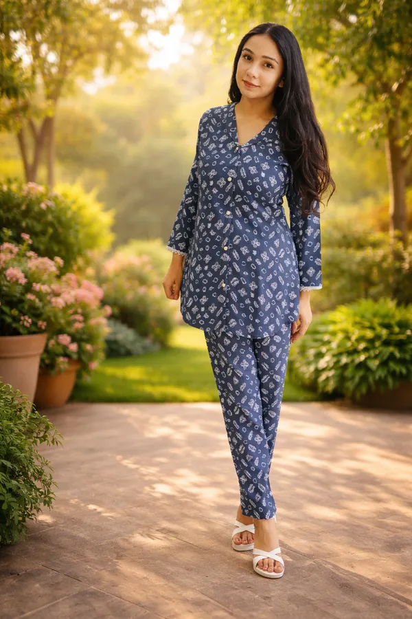 Navy_Blue_Floral_Printed_Maternity_Nightwear_Set