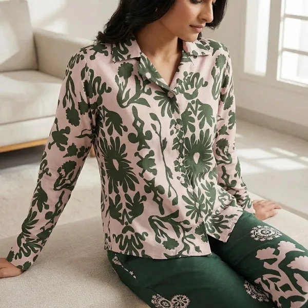 Floral_Print_Co_Ord_Set_For_Women_Green_And_Pink