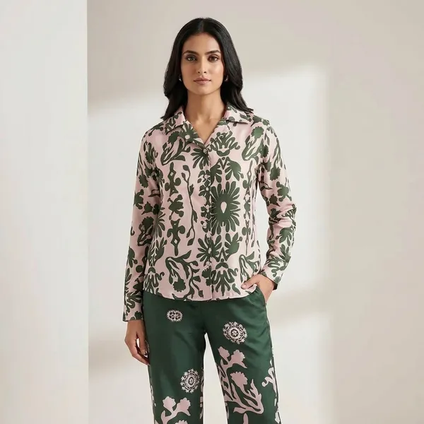 Floral_Print_Co_Ord_Set_For_Women_Green_And_Pink