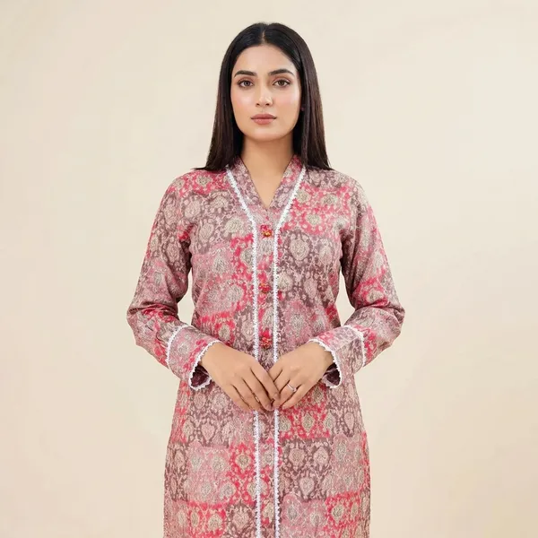 Pink_And_Brown_Paisley_Print_Kurti_With_Lace_Trim
