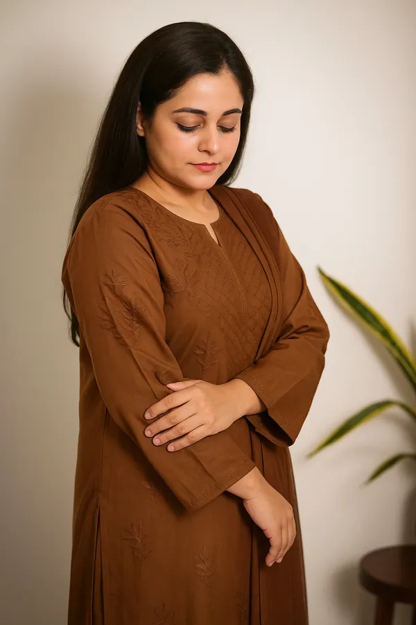 Brown_Embroidered_Ethnic_Kurta_For_Women