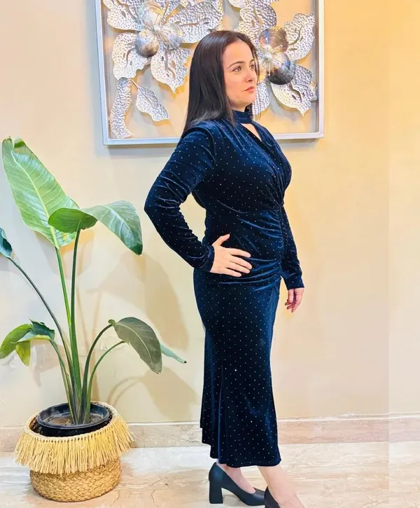 Navy_Blue_Velvet_Embellished_Midi_Dress_With_Front_Slit
