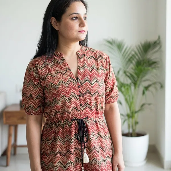 Womens_Chevron_Print_Kaftan_Dress_With_Waist_Tie